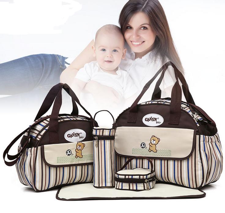 5 PCS/SET Baby Nappy Bags Diaper Bag Mother Shoulder