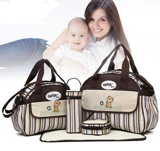 5 PCS/SET Baby Nappy Bags Diaper Bag Mother Shoulder