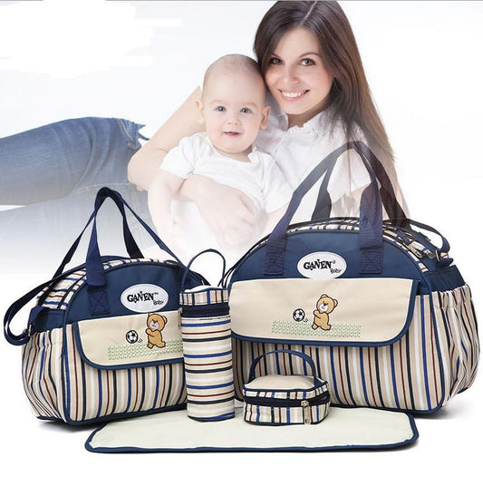 5 PCS/SET Baby Nappy Bags Diaper Bag Mother Shoulder