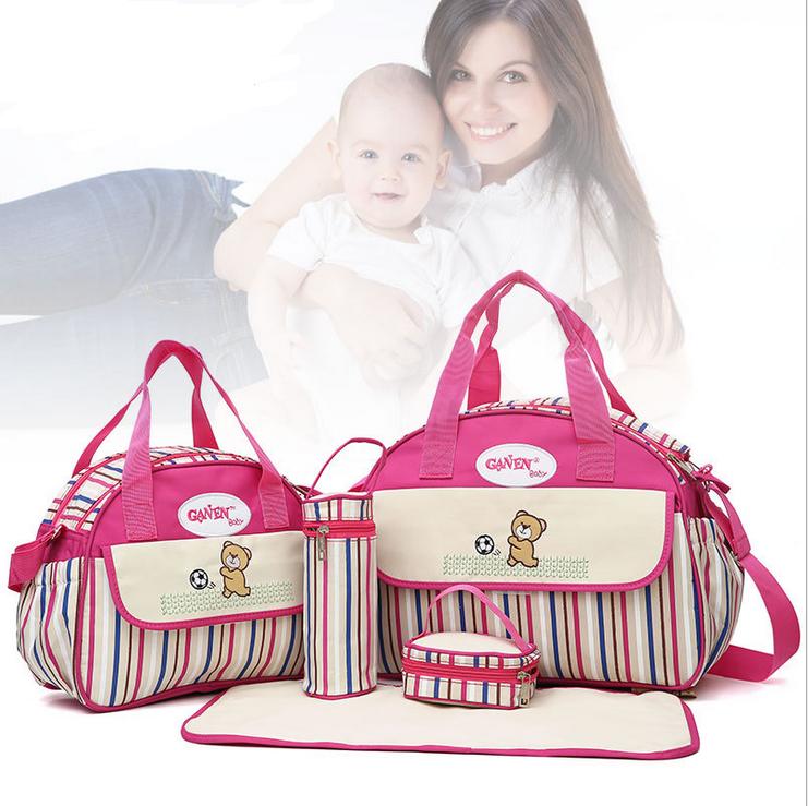 5 PCS/SET Baby Nappy Bags Diaper Bag Mother Shoulder